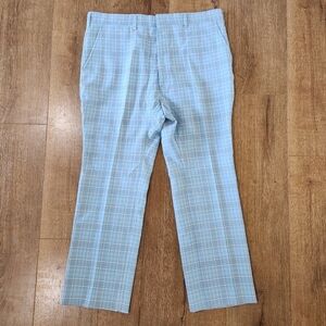 Vintage 70s Magic Strech by Haggar blue plaid men's straight pants no size disco
